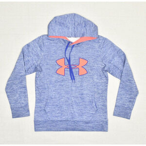 Under Armour Women Pullover Hoodie Center Logo Polyester Blue Size S Loose